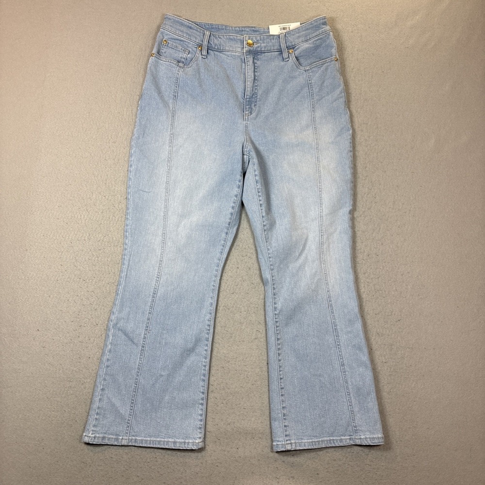 I.N.C. International Concepts Women High-Rise Pull-on Flared Crop Jean Sz 14 NWT